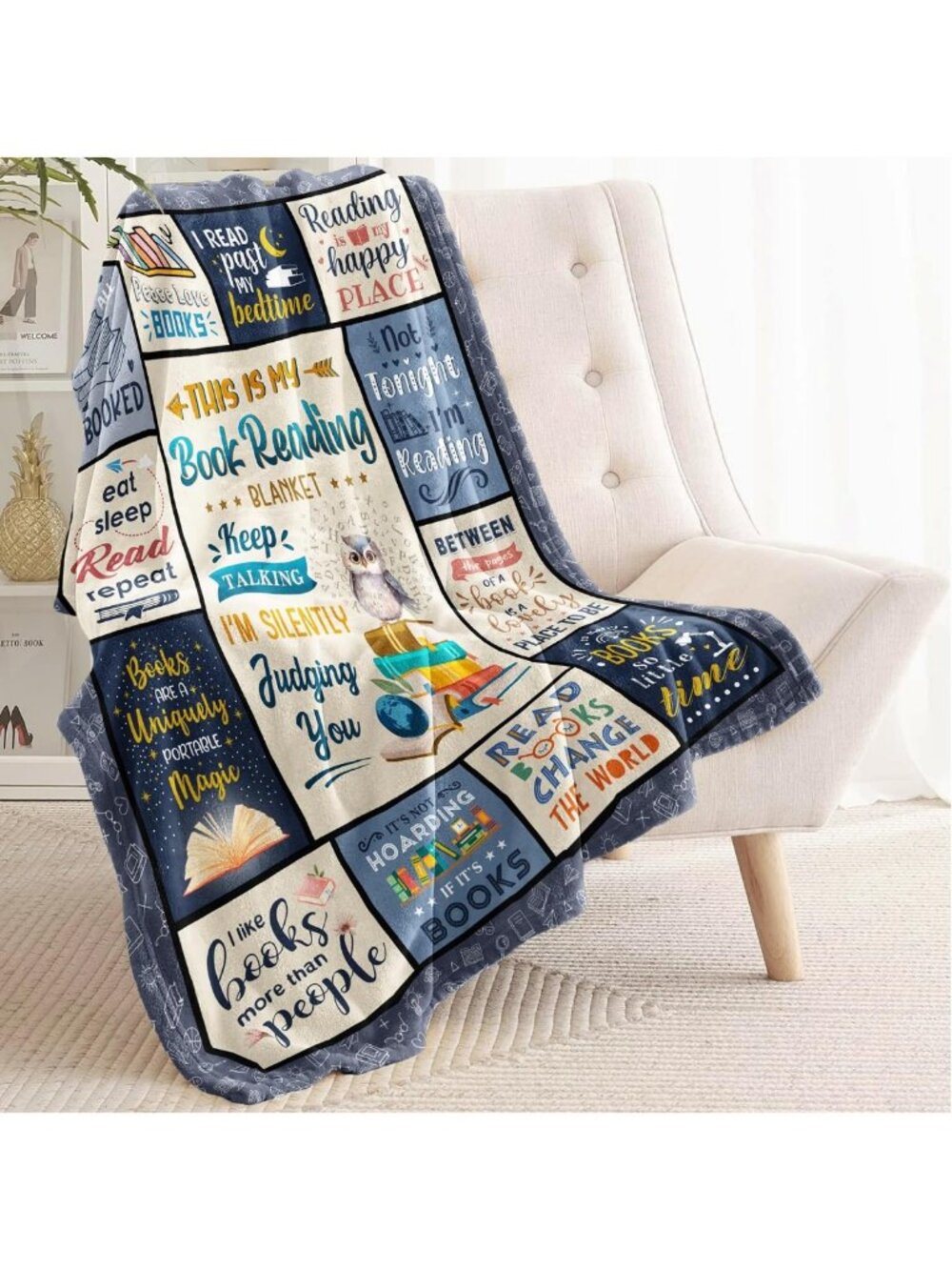 Cozy Book Reading Blanket 60" x 50" - Perfect Gift for Book Lovers & Readers - Picture 6 of 7